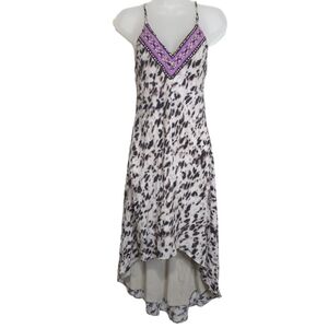 Haute Hippie Silk High Low Asymmetric Ruffle Maxi Dress Embellished Size Small